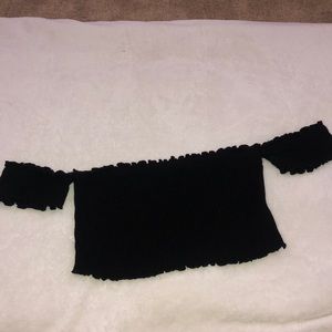 perfect condition black ruffle crop top